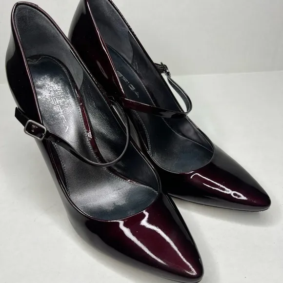 Via Spiga Pointed Toe Adjustable Strap Heels in Burgundy
