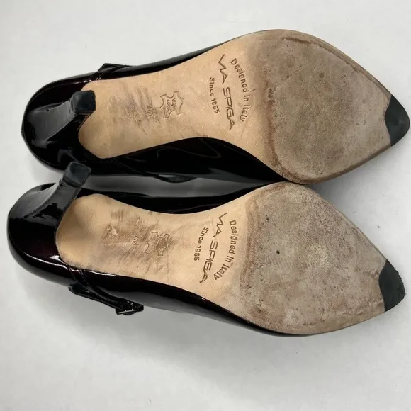 Via Spiga Pointed Toe Adjustable Strap Heels in Burgundy