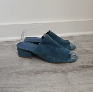 Via Spiga Porter Peep Toe Suede Mules