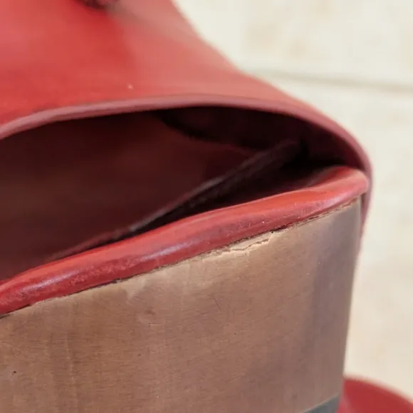 Via Spiga Red Leather Studded Platform Mules 9.5