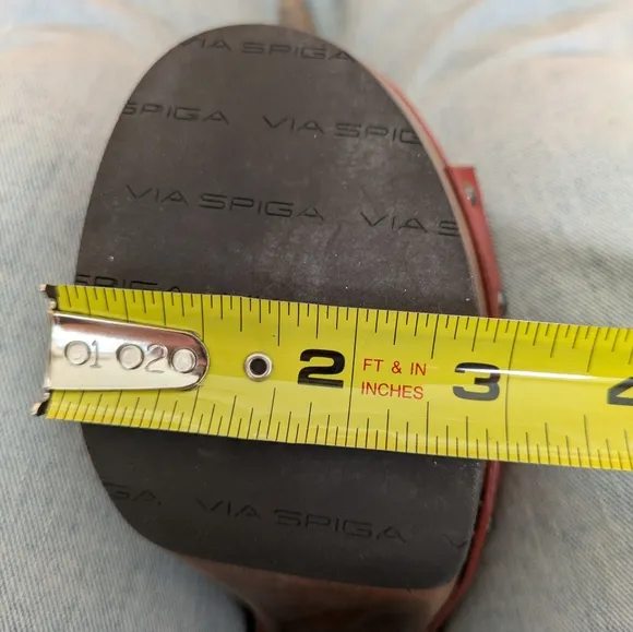 Via Spiga Red Leather Studded Platform Mules 9.5