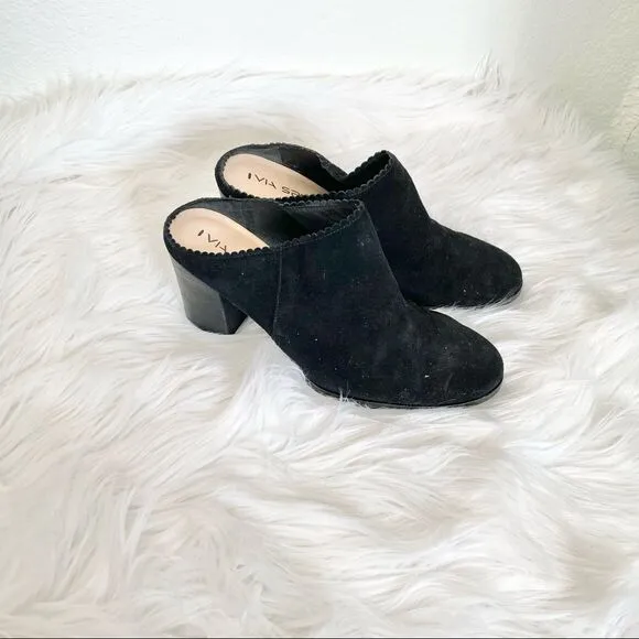 Via Spiga Sophia black suede leather mules 8