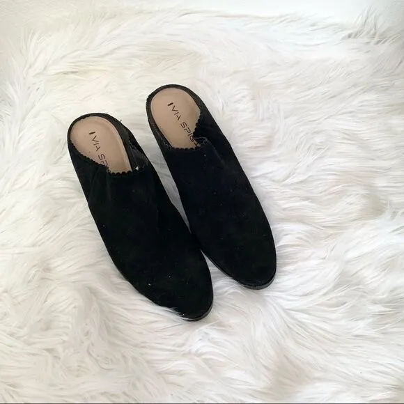 Via Spiga Sophia black suede leather mules 8
