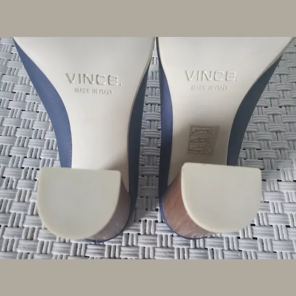 Vince Allison Indigo Slip On Peep Toe Heeled Mules Sz 7