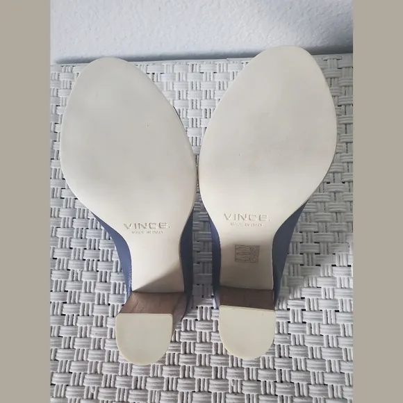 Vince Allison Indigo Slip On Peep Toe Heeled Mules Sz 7