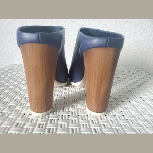 Vince Allison Indigo Slip On Peep Toe Heeled Mules Sz 7