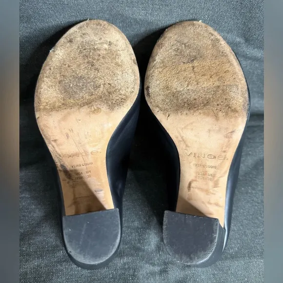 Vince - Alora Black Peep Toe Heel Mules - EU 38/ US 8