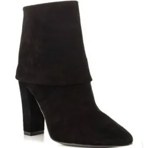 Vince Camuto Amya Black Suede fold over Ankle Bootie NEW size 8