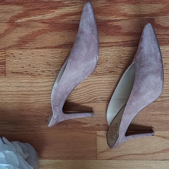 Vince Camuto Berodie Dusty Pink Suede Mules Sz 6.5