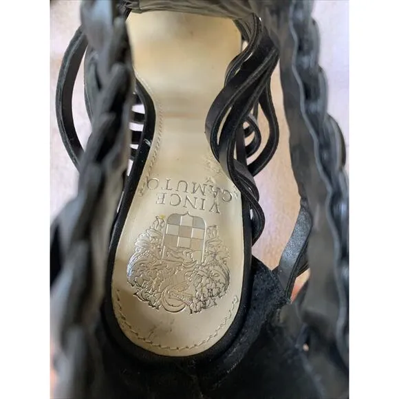 Vince Camuto Black Strappy Alaizah Heels Women’s 6 New