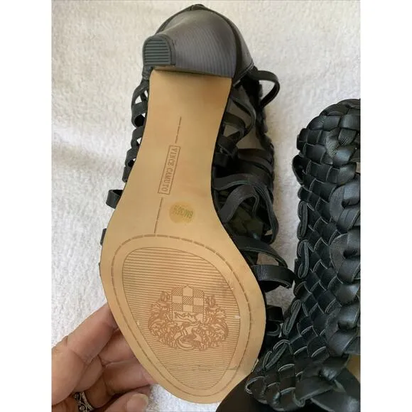 Vince Camuto Black Strappy Alaizah Heels Women’s 6 New