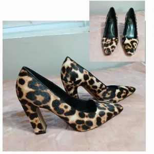 Vince Camuto Brown and Black Heels with Animal Print