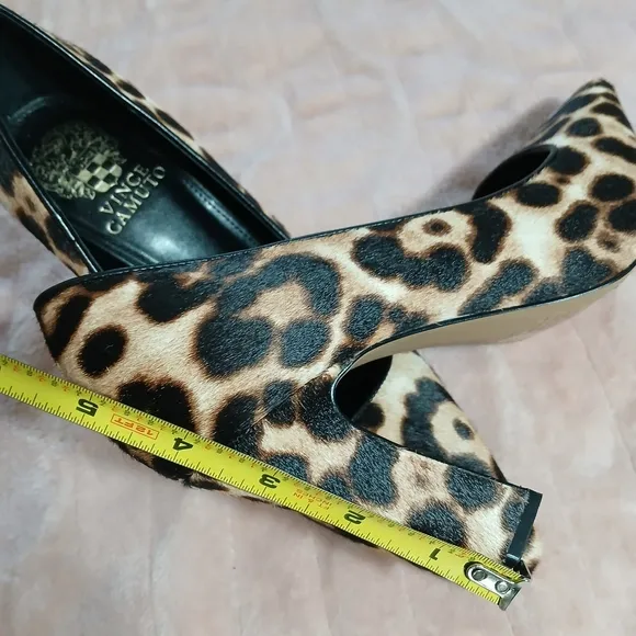 Vince Camuto Brown and Black Heels with Animal Print
