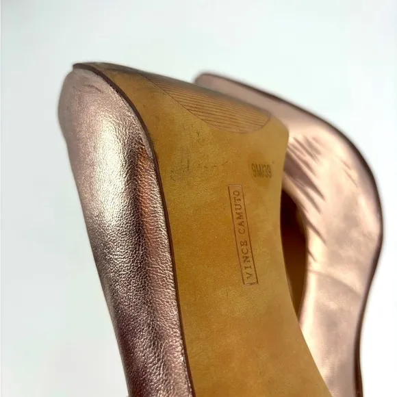 Vince Camuto chrome rose gold pointed toe heels worn once size 9