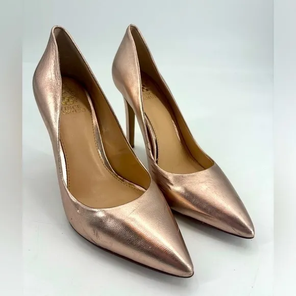 Vince Camuto chrome rose gold pointed toe heels worn once size 9