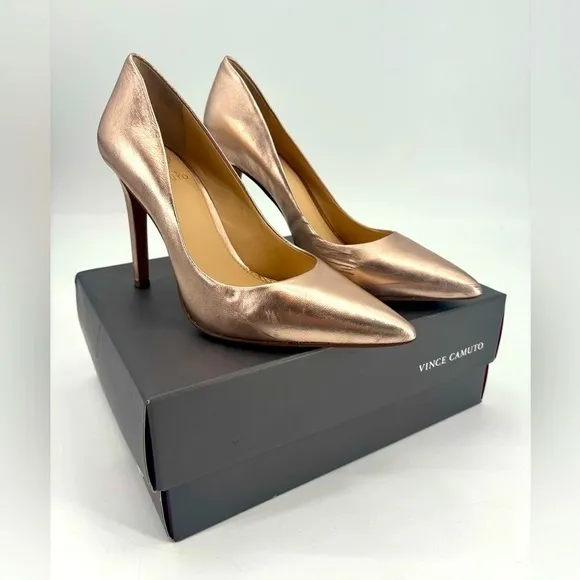 Vince Camuto chrome rose gold pointed toe heels worn once size 9