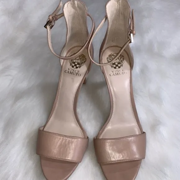 Vince Camuto Court Nude Strappy Leather Heels
