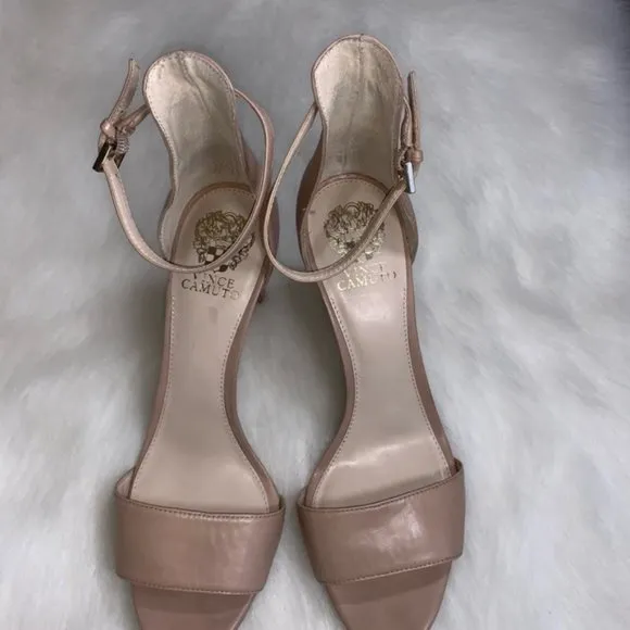 Vince Camuto Court Nude Strappy Leather Heels