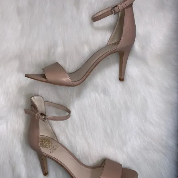 Vince Camuto Court Nude Strappy Leather Heels