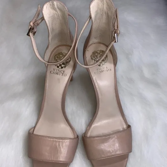Vince Camuto Court Nude Strappy Leather Heels