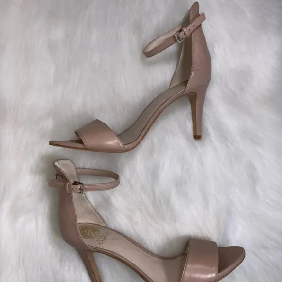 Vince Camuto Court Nude Strappy Leather Heels