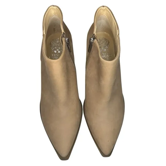 VINCE CAMUTO Geeanne Nubuck Leather Western Booties heeled boots shoes womens 8W