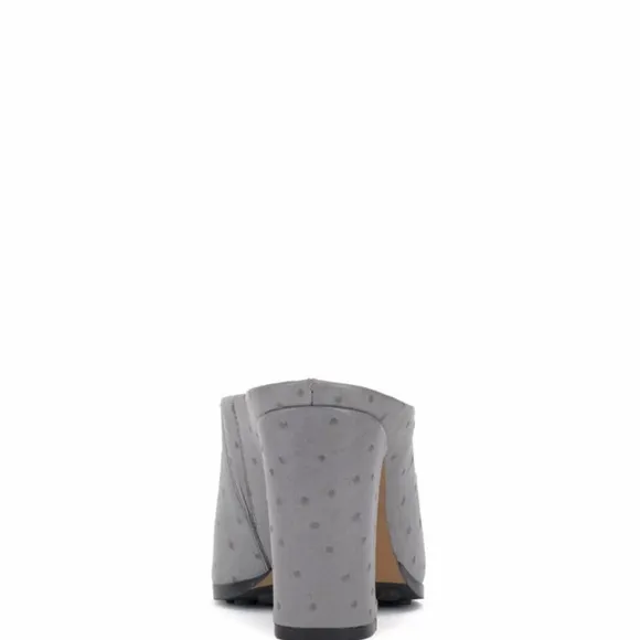 Vince Camuto Gray Speckled Leather Ostrich Women's Open-Toe Mules Size 10