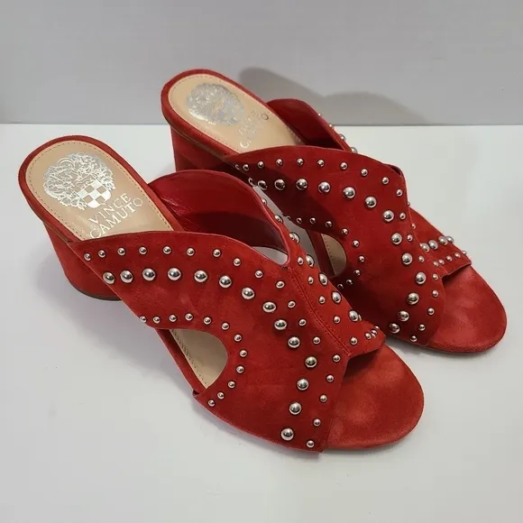 Vince‎ Camuto Jorlyn Stacked Heeled Red Sandal Size 8