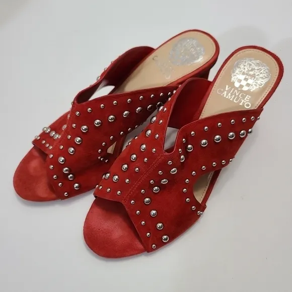 Vince‎ Camuto Jorlyn Stacked Heeled Red Sandal Size 8