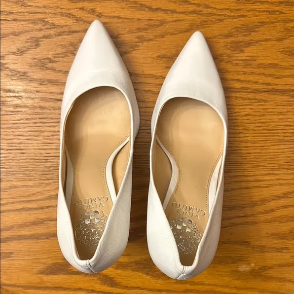 Vince Camuto White Heels Classic Pointed-Toe Pumps