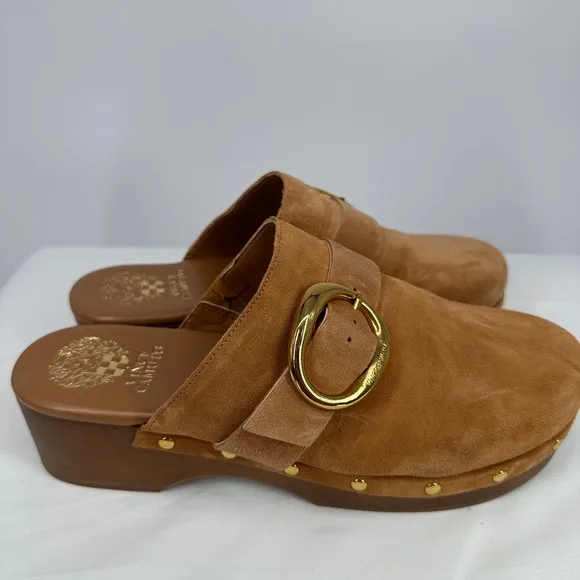 Vince Camuto | Women’s 9 Suede Cognac Brown Canzenee Clogs Mules