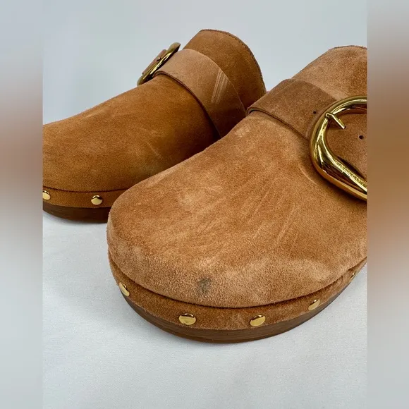 Vince Camuto | Women’s 9 Suede Cognac Brown Canzenee Clogs Mules