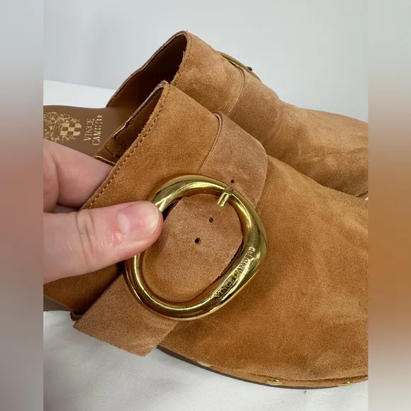 Vince Camuto | Women’s 9 Suede Cognac Brown Canzenee Clogs Mules