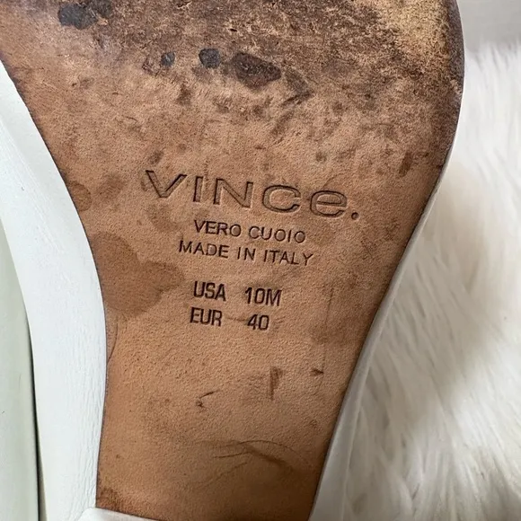 VINCE Emberly White Leather Pointy-Toe Mules