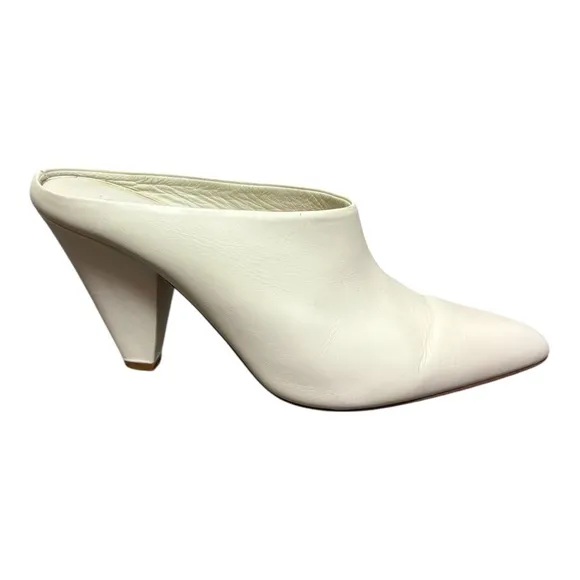 VINCE Emberly White Leather Pointy-Toe Mules