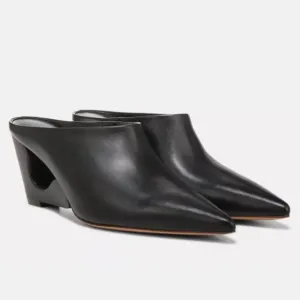 Vince Leather Tahoe Pointed Toe Slip On High Heel Pumps (Black)