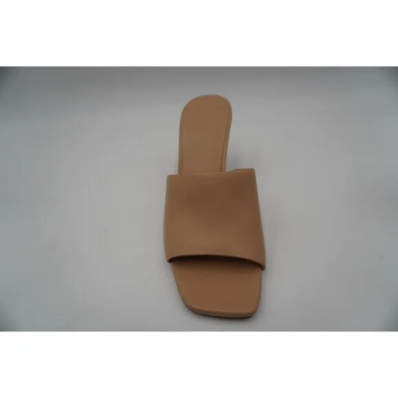 Vince Pia Tan blonde Butterly leather square toe wooden Wedge Mule size 9.5/40.5