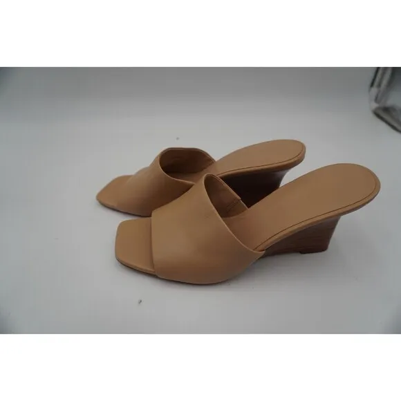 Vince Pia Tan blonde Butterly leather square toe wooden Wedge Mule size 9.5/40.5