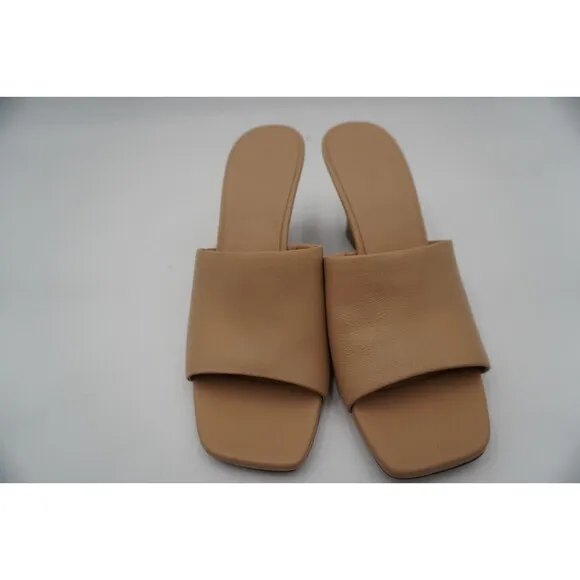 Vince Pia Tan blonde Butterly leather square toe wooden Wedge Mule size 9.5/40.5