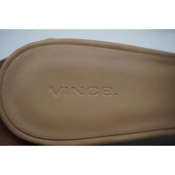 Vince Pia Tan blonde Butterly leather square toe wooden Wedge Mule size 9.5/40.5