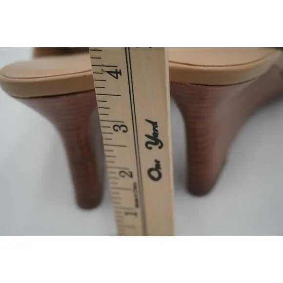 Vince Pia Tan blonde Butterly leather square toe wooden Wedge Mule size 9.5/40.5