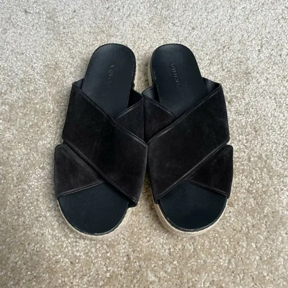 Vince Selene Crossover Leather Espadrille Slides