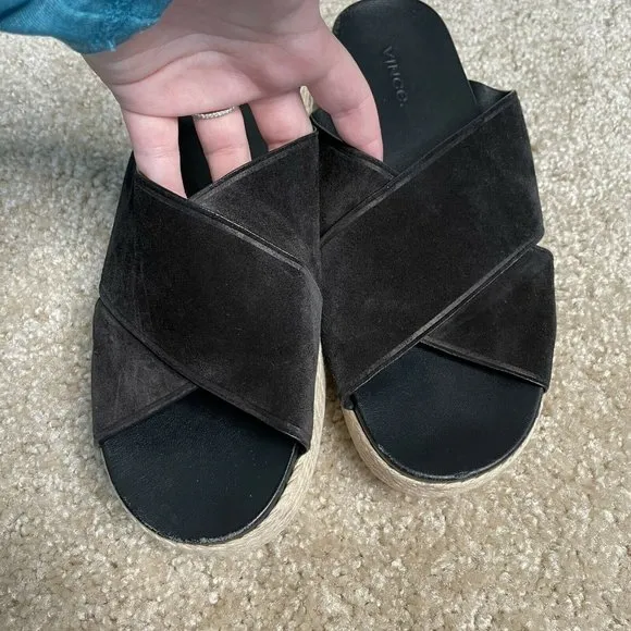 Vince Selene Crossover Leather Espadrille Slides