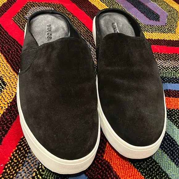 VINCE Slip On Mules in Black Suede, 10M, EUC