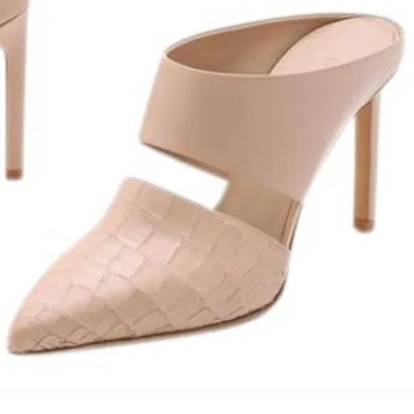 Vince Tan Embossed Corrine Pointed Toe Heels Size 9 Croc Look