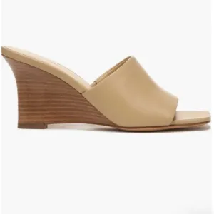 Vince Tan Leather Open Toe Mules Size 41
