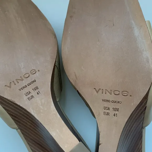 Vince Tan Leather Open Toe Mules Size 41