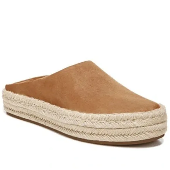 Vince Ulla Espadrille Platform Suede Mules