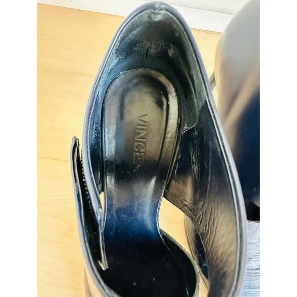 Vince Womens Heels Size 7.5 Navy Corrine Leather Pointed toe Croc Embossed