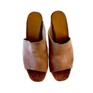 Vince Wyatt Suede Platform Mules.